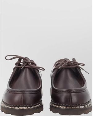 Paraboot Leather Derby Shoes Round Toe Rubber Sole - Brown