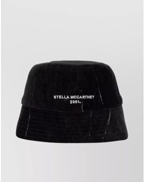 Stella McCartney Velvet Brim Bucket Hat Logo - Black