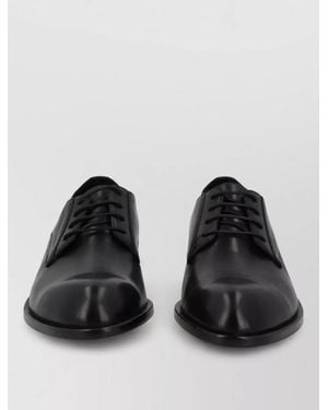 BOSS Leather Derby Shoes Round Toe Design - Black