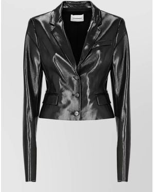 ANDAMANE Leather Single-Breasted Coat - Black