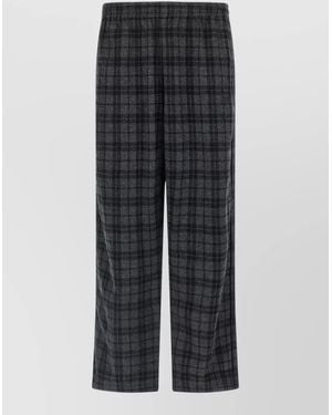 Willy Chavarria Ruff Rider Checked Pattern Trousers Side Pockets - Grey