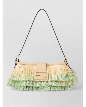 Fendi Shoulder Bag Adjustable Strap Fringe Detailing - Metallic
