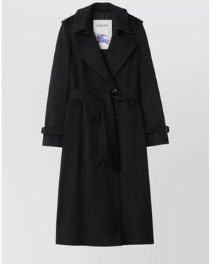 Burberry Double-Breasted Trench Coat With Shoulder Straps - Black