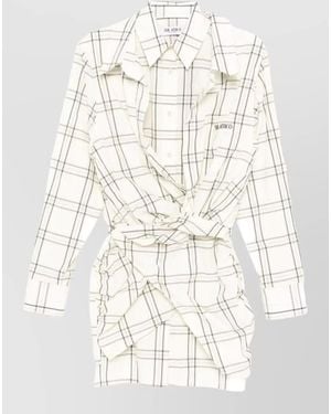 The Attico Knee Length Dress Checkered Pattern - Natural