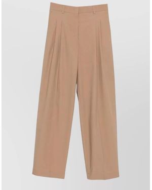 Cellar Door Wendy Trousers Wide Leg Belt Loops - Natural