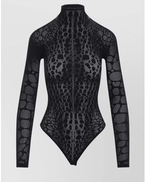 Wolford Geometric Sheer Long Sleeve Top - Black