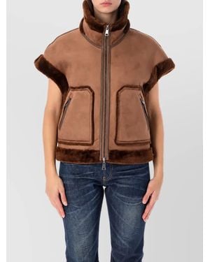 Urbancode Faux Fur Reversible Funnel Neck Vest - Blue