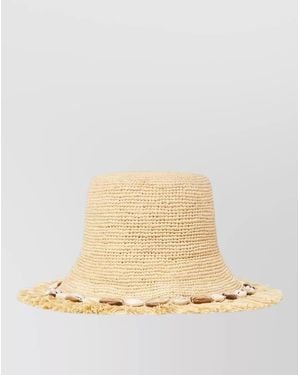 Alanui Raffia Shell-Embellished Sun Hat - Natural