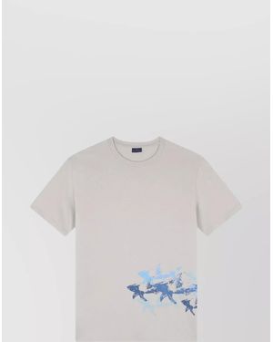 Paul & Shark Distressed Sharks Print Cotton Jersey T-Shirt - Blue
