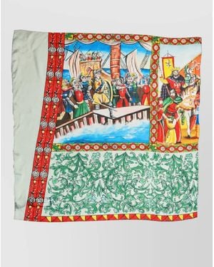 Dolce & Gabbana Silk Printed Square Scarf - Blue