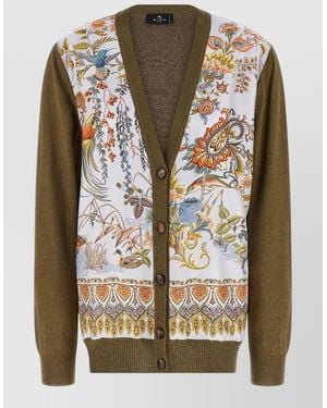 Etro Paisley Silk Insert Cardigan - Brown