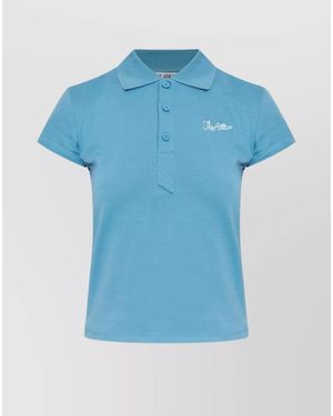 The Attico Cotton Short-Sleeve Polo Top - Blue