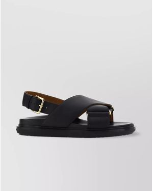 Marni Leather Crisscross Fussbett Sandals - Black