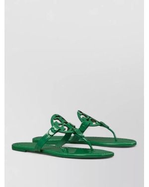 Tory Burch Miller Flat Leather T Strap Sandals - Green