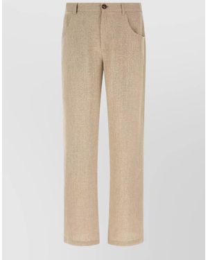 Séfr Arno Tailored Trousers Belt Loops Pockets - Natural