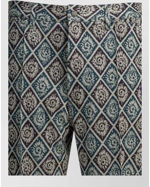 Needles Boot Cut Casual Shorts Patterned Pockets - Gray