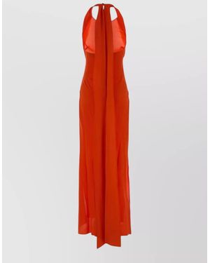 Blumarine Halter Neck Floor Length Open Back Dress - Red
