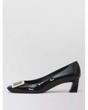 Roger Vivier Belle Vivier Trompette Leather Ballerina Shoes - Black