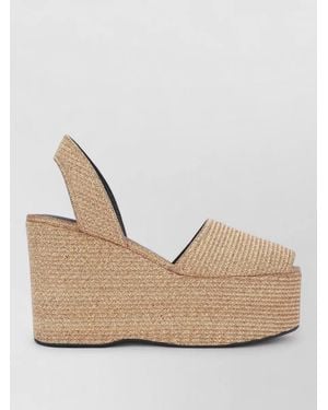 Alaïa Platform Slingback Espadrilles Peep Toe - Natural