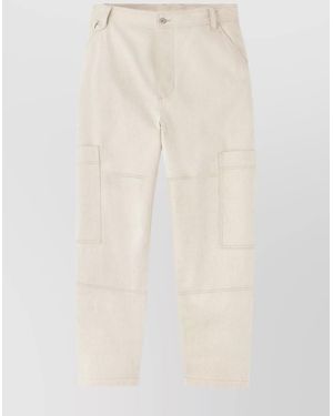 Jacquemus Denim High-Rise Wide-Leg Cargo Jeans - Natural