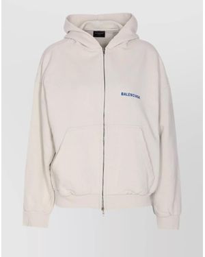 Balenciaga Knitwear Hooded Design Front Pockets - Natural