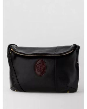 Versace Nappa Leather Crossbody Bag Adjustable Strap - Black