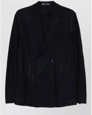 Giorgio Armani Cashmere Double Breasted Tailored Blazer Jacket - Black