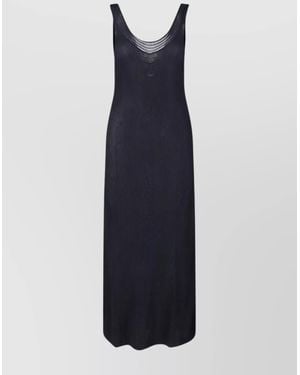 Calvin Klein Ribbed Texture Scoop Neckline Sleeveless Maxi Dress - Blue