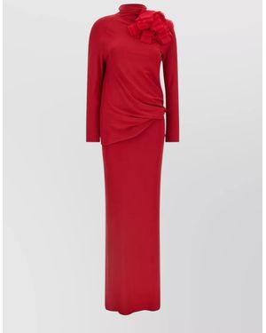 Magda Butrym Silk-Viscose Open-Back High-Neck Maxi Dress - Red