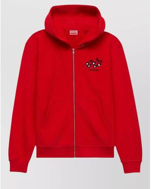 KENZO Sounds Cotton Zip Hoodie Vintage Style - Red