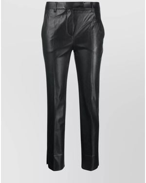 Incotex Slim Fit Faux Leather Trousers - Grey