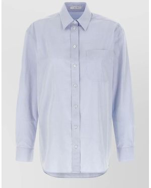 The Row Gavina Long Sleeve Shirt Straight Cut Collar - Blue
