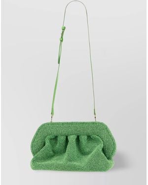 THEMOIRÈ Adjustable Strap Gathered Textured Shoulder Bag - Green