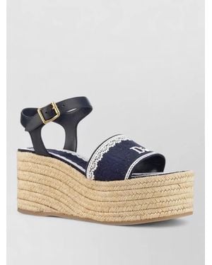 Dior Platform Sandals Open Toe Espadrille Style - Blue