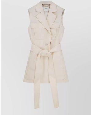 JOSEPH Diafa Sleeveless Cotton Linen Tailored Blazer - White