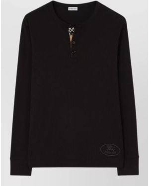 Burberry Cotton Top Crew Neck Long Sleeves - Black