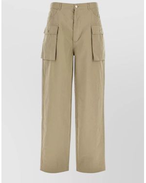 GIMAGUAS Cotton Cargo Wide-Leg Trousers - Natural