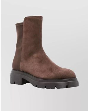 Stuart Weitzman Ankle Boots With Chunky Heel And Round Toe - Brown