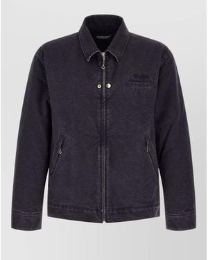 Undercover Cotton Printed Single Breasted Coat - Blue
