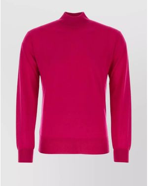 PT Torino Ribbed Virgin Wool Mock Turtleneck Jumper - Pink