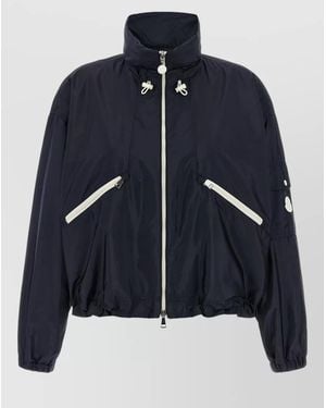 Moncler Marmacy Jacket High Collar Elasticated Hem - Blue