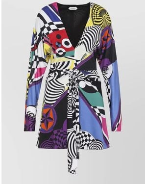 Versace Teatro Dress Long Sleeves Tie Waist - White