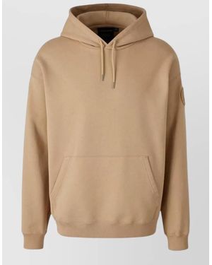Canada Goose Hooded Knit Jacket Drawstring Kangaroo Pocket - Natural