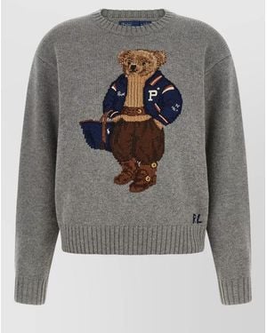 Polo Ralph Lauren Bear Intarsia Knit Crew Neck Jumper - Grey