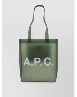 A.P.C. Lou Tote Bag Dual Handles Transparent Design - Green