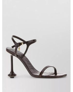 Loewe Leather Toy Sandals Open Toe Ankle Strap - Metallic