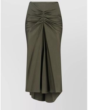 Victoria Beckham Midi Skirt With Asymmetric Hem And Ruched Detail - Green
