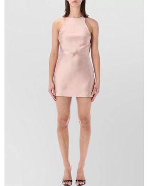 ANDAMANE Open Back Halter Neck Satin Mini Dress - Pink