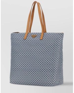 Prada Printed Two-Tone Re-Nylon Tote Bag - Blue