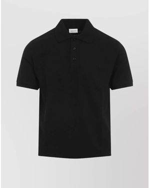 Saint Laurent Piqué Cotton Regular-Fit Polo Shirt - Black